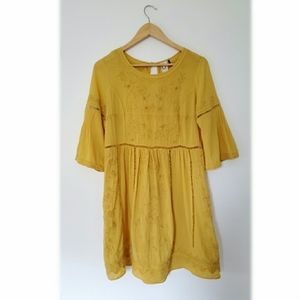 Anthropologie Akemi + Kin Yellow Embroidered Dress